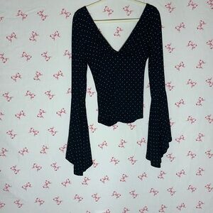 We The Free Black Polka Dot Blouse
